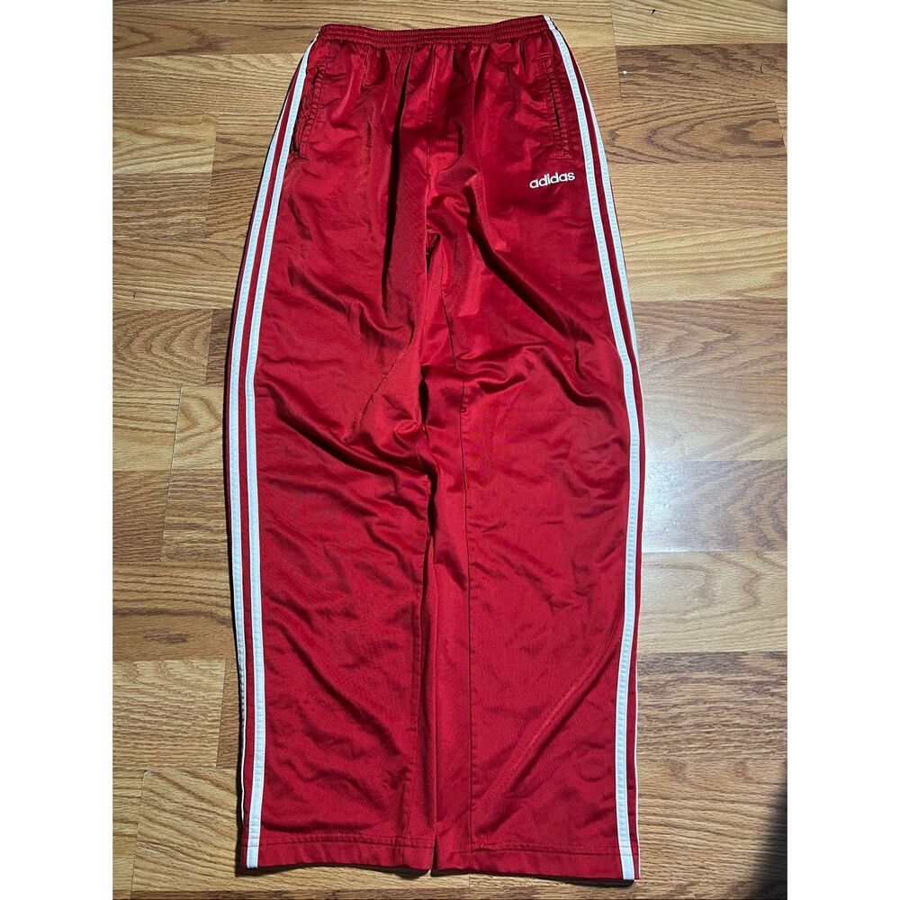 vintage 90’s Adidas Red Breakaway Adidas track pants with snaps on sides . L